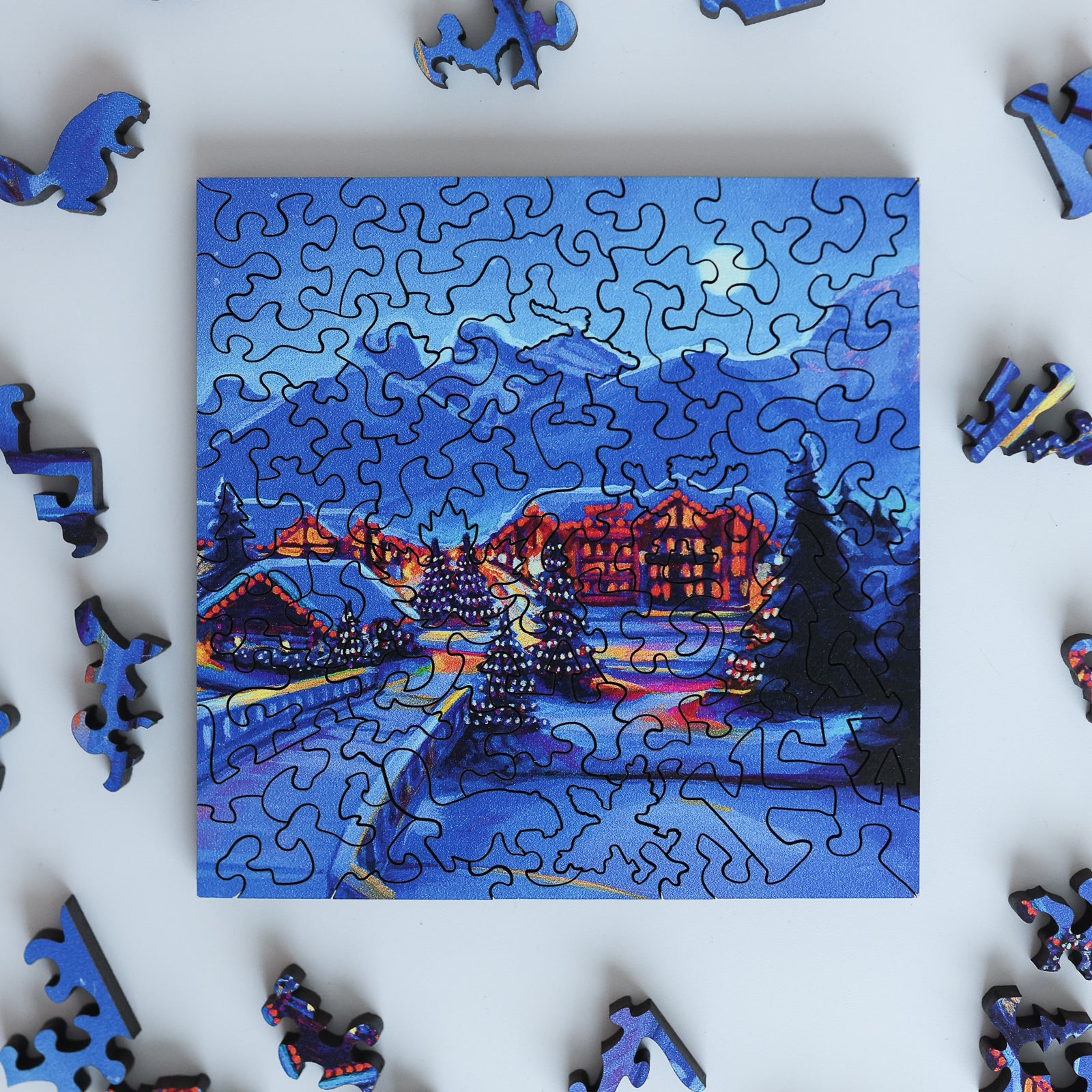 Good Night Canmore by Kat Wright | StumpCraft Wooden Jigsaw Puzzle