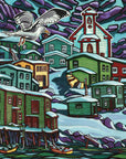 Parson Harbour: First Snow by Reilly Fitzgerald Wooden Jigsaw Puzzle