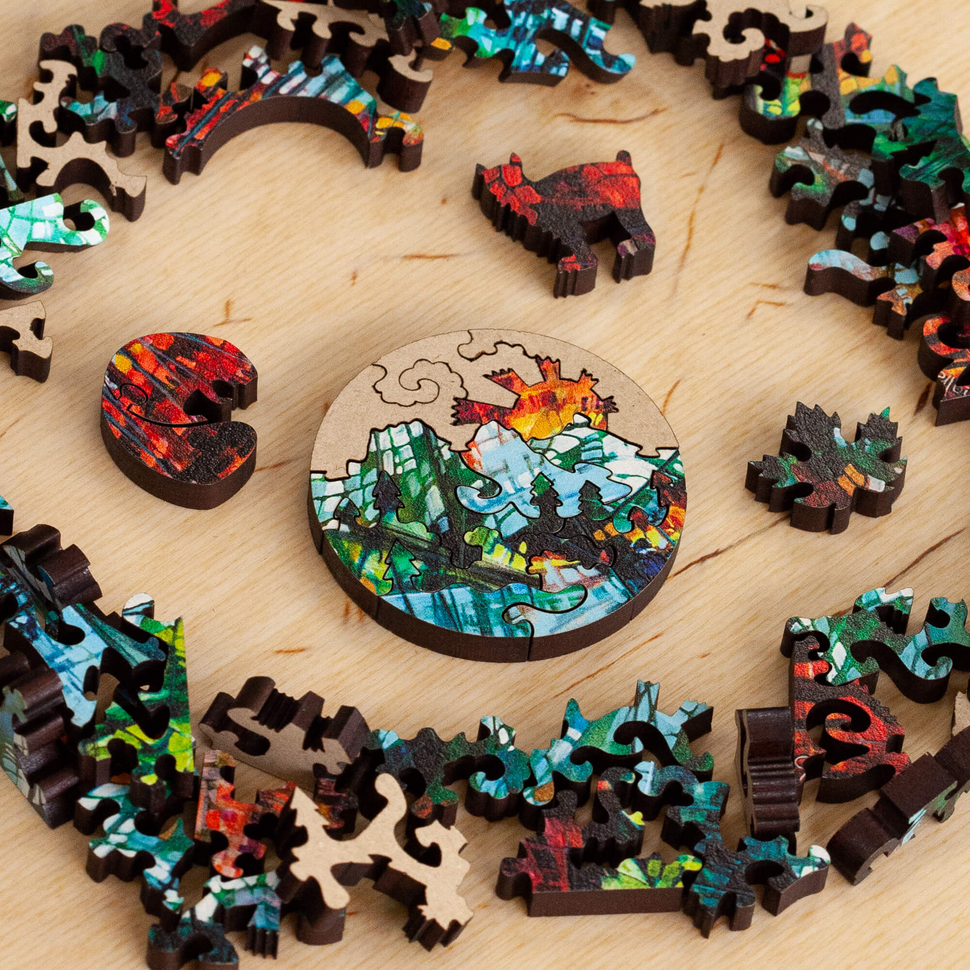 アート・デザイン・音楽 Dessins Tout-Terrain Calgary Artist Mountain Vistas - Flight of 3 Mini Puzzles – StumpCraft