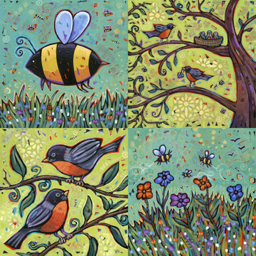 Birds & Bees by Pam Weber | StumpCraft Wooden Jigsaw Puzzle 