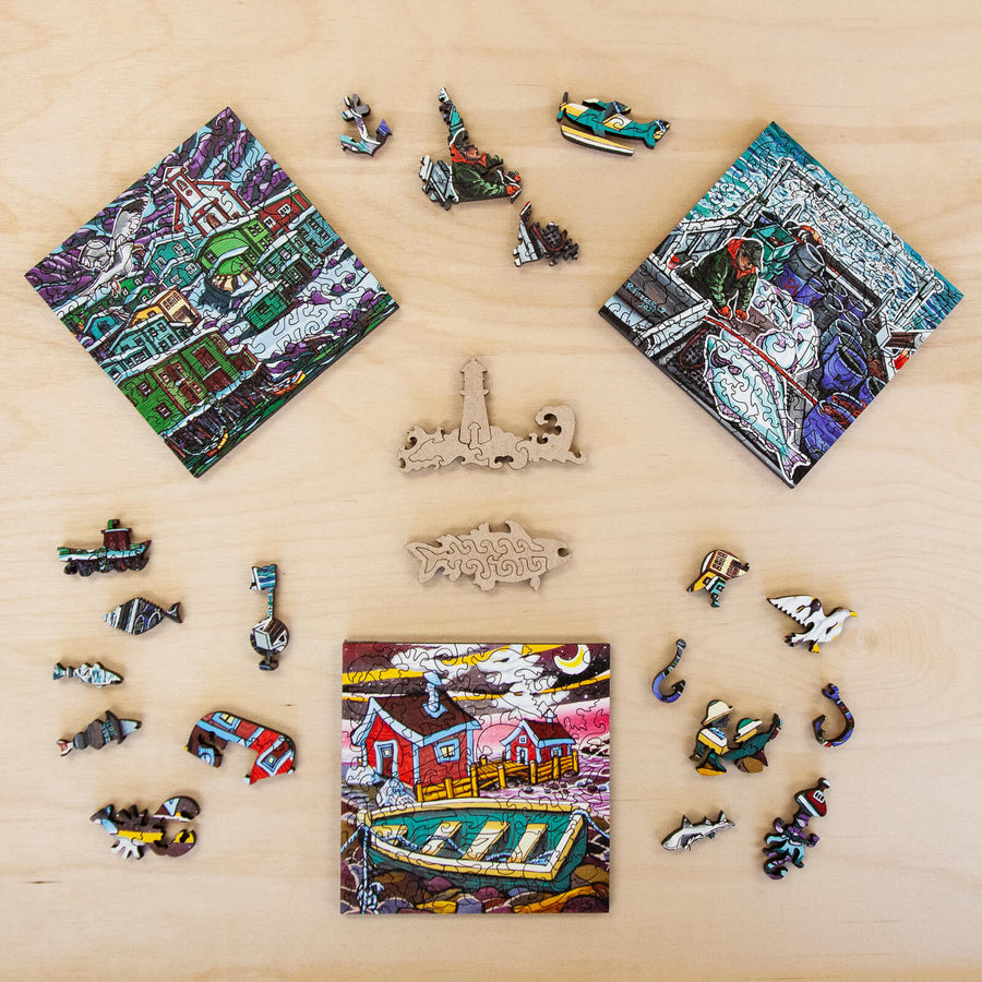 Reilly Fitzgerald - Flight of 3 Mini beautiful wooden Puzzles