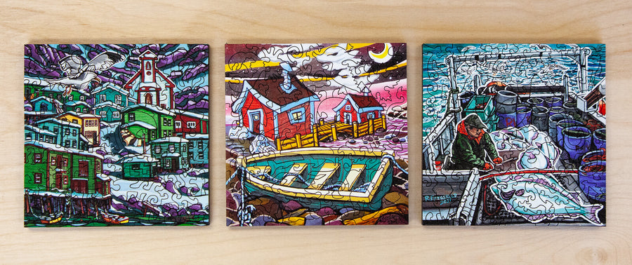 Reilly Fitzgerald - Flight of 3 Mini beautiful wooden Puzzles